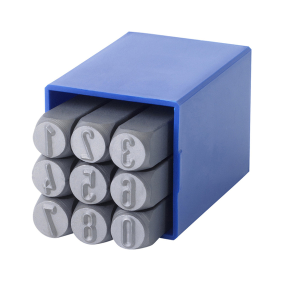 Dönges - 9-teilig - Handschlagstempel Set Rund - Schrifthöhe 6 mm - Abmessung 9 x 9 x 75 mm